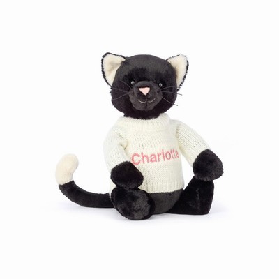 Jellycat Bashful Black Kitten with Cream Jumper New Zealand | QMILK5237